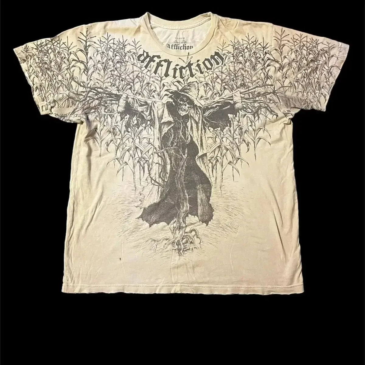 90s affliction Hip Hop Skull Graphic t shirts Men Streetwear Goth Tops Men Clothes Casual Gothic Oversized Long Sleeve T shirt