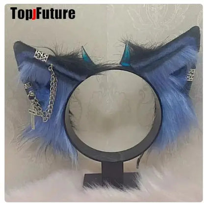 Harajuku Halloween Gothic Punk Lolita Devil's Horn Wolf Ear Demon Cosplay Handcraft Anime Party Costume Hairband Punk Headband