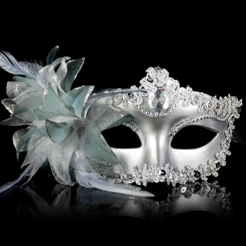 Dance Party Diamond Venetian Mask Feather Flower Wedding Carnival Performance Costume Sexy Lady Mask Masquerade Christmas 2026