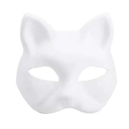 1-20pcs Japanese Mask Paper Blank Mask Halloween Cosplay Cat DIY Paintable Half Face Mask Animal Costume Party Decor Craft Prop