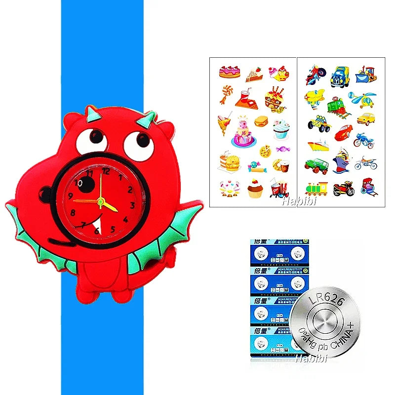 Boys Girls Watches Baby Kindergarten Party Gift Children Study time Toy Wristwatches Slap Bracelet Clock Cartoon Kids Watches