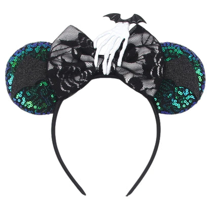 2024 Halloween Mouse Ears Headband Sequins Bow Hairband For Women Featival Party DIY Hair Accessories Boutique