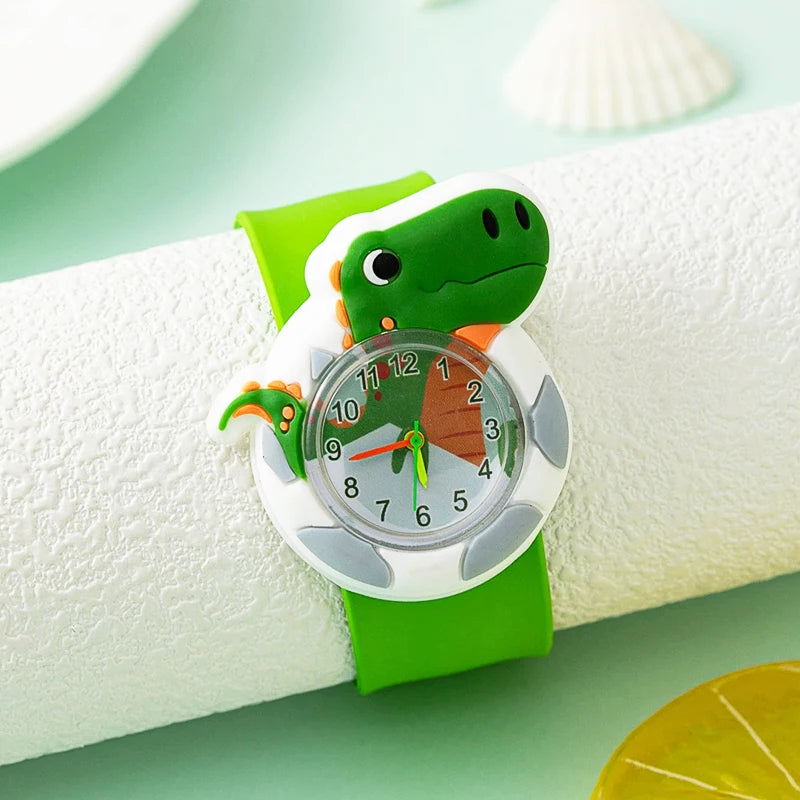 Cartoon Children Watches Baby Study Look The Time Toy Bracelet Kids Slap Watch for Boys Girls Birthday and Christmas Gift Clock