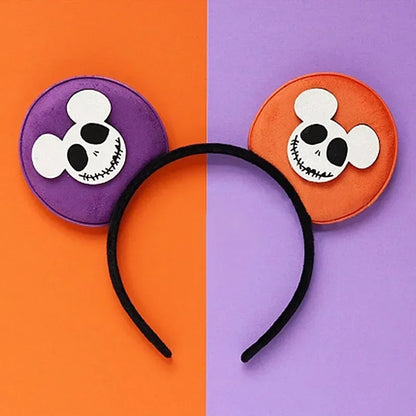 Disney leather Bat Bows Mickey Mouse Ear Headband for Adults Halloween Headwear Women Girls Cosplay Ghost Party Hair Accessories