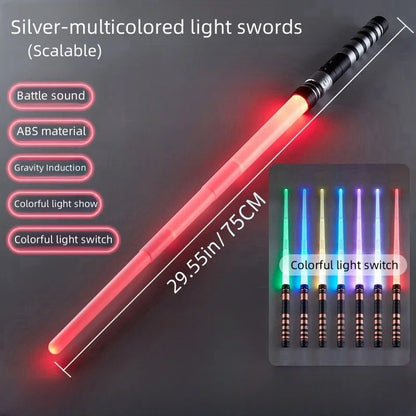 7-Color Retractable KidsA Lightsaber with Sound FX & Light Show, 2-in-1 Role-Play Sword, for Halloween/Birthday/ Christmas Gifts