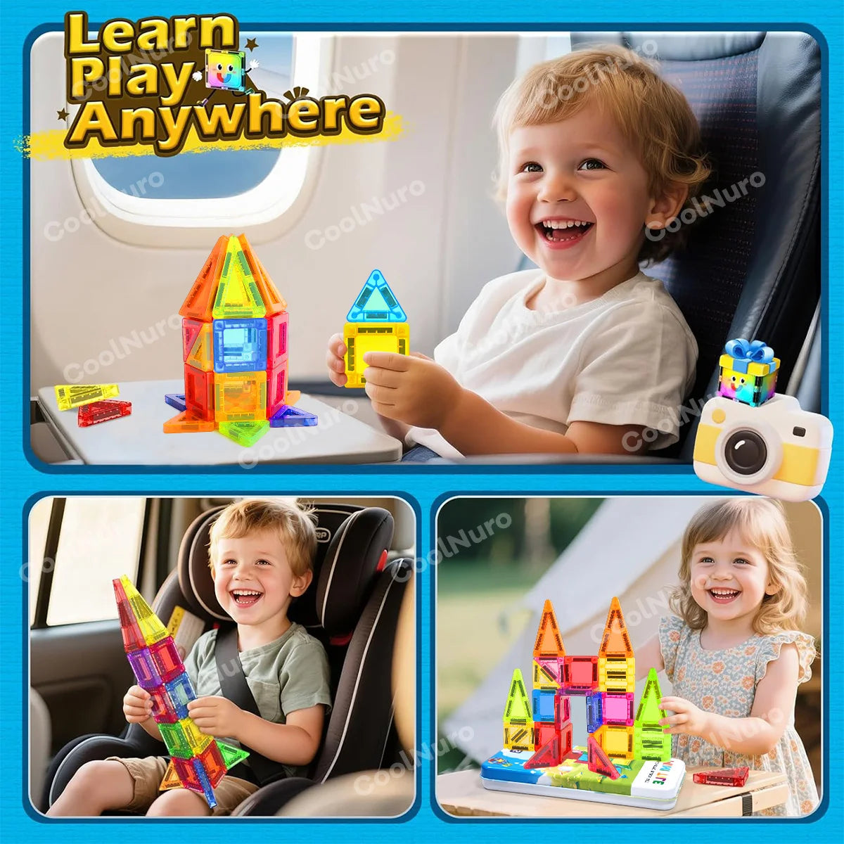 26/38pcs with Iron Box - Colorful Magnetic Building Blocks Set, Suitable for Kid's Learning and Education Magnetic Toys, Gifts