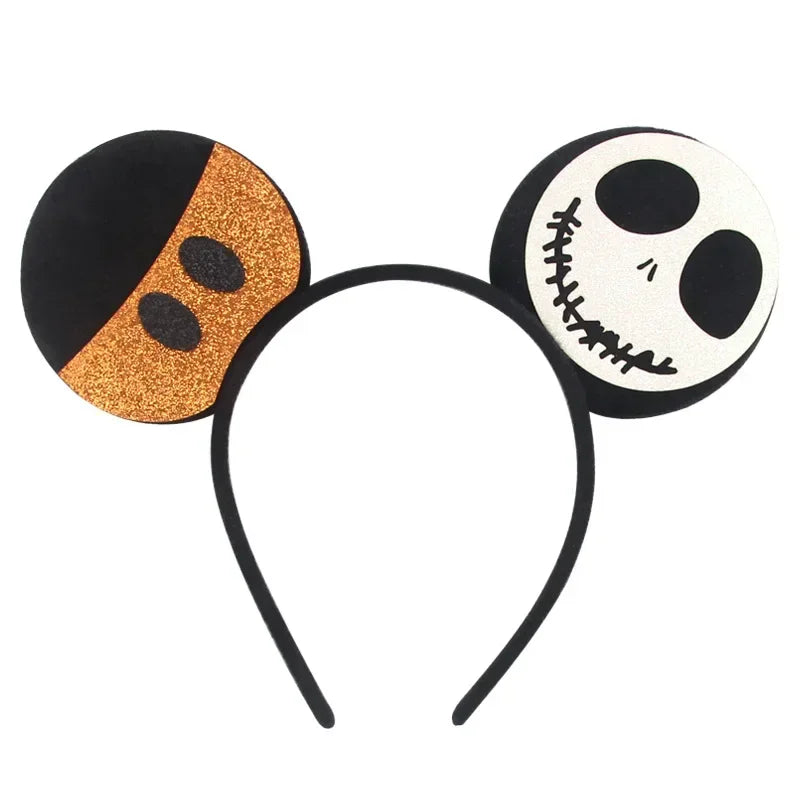 Disney leather Bat Bows Mickey Mouse Ear Headband for Adults Halloween Headwear Women Girls Cosplay Ghost Party Hair Accessories