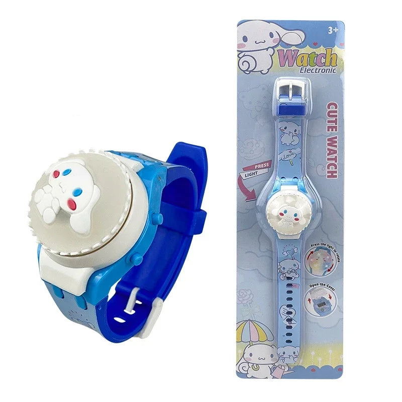 New Spiderman Kids Watches For Boys Cartoon Hello Kitty Stitch Children Rotate Watch with Flash Light Sanrio Girls Toys Clock