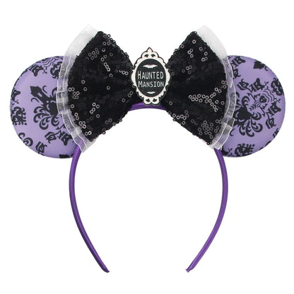 2026Latest Mickey Minnie Ear Headband Sequin Bows For Girl Adult Kids Halloween Party Cosplay Hair Accessories Princess Hairband