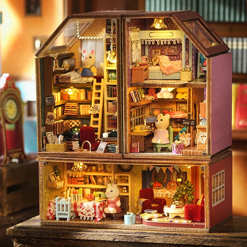 Doll House Miniature 3D Puzzle Toys Wooden Dollhouse Handmade Assembly Models For Teenagers Birthday Gifts Home Decoration