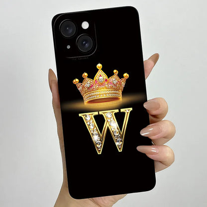 For Apple iPhone 15 Plus Case iPhone15 Pro Crown Letter Cover Soft Liquid Phone Case For iPhone 15 Pro Max iPhone15 Fundas Coque