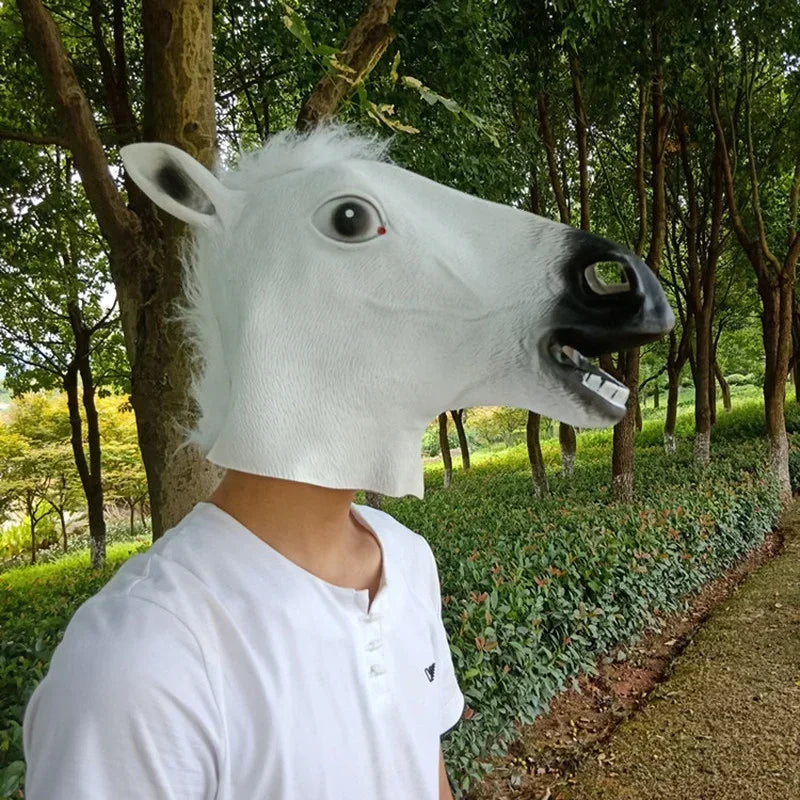 Horse Head Mask Cosplay Costume Party Funny Halloween Horse Head Mask Headgear