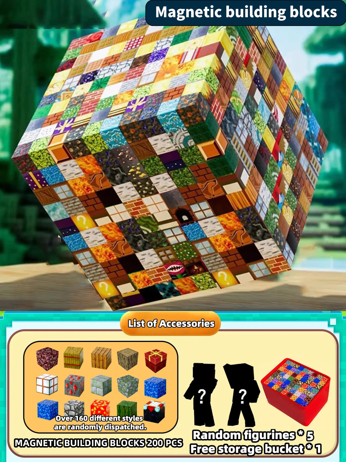Children's DIY Assembly Toys - Magnetic Building Blocks Toy Storage Box Set - Desktop Puzzle Building Blocks Game - Parent-Child