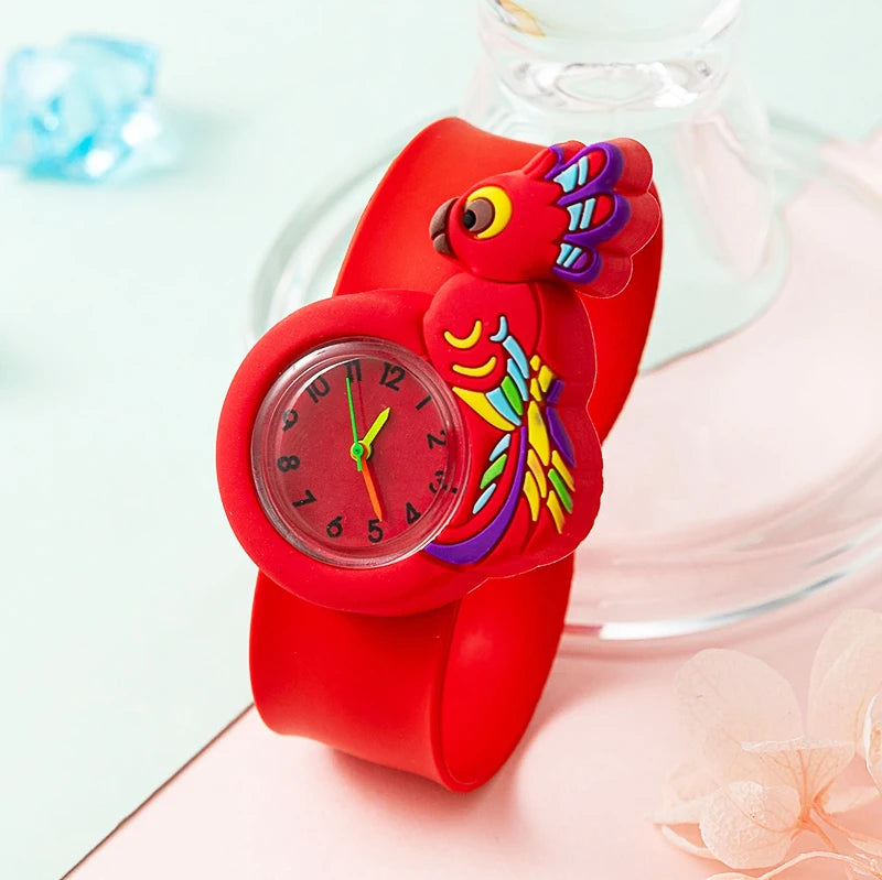 Cartoon Children Watches Baby Study Look The Time Toy Bracelet Kids Slap Watch for Boys Girls Birthday and Christmas Gift Clock