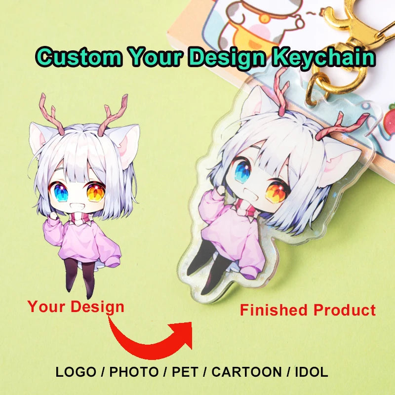 Custom Keychains Acrylic Anime Logo Personalizado Llaveros Customized Photo Chaveiro Personalized Key Chain for Christmas Gifts