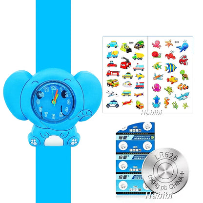 Boys Girls Watches Baby Kindergarten Party Gift Children Study Time Toy Wristwatches Slap Bracelet Clock Cartoon Kids Watches 22