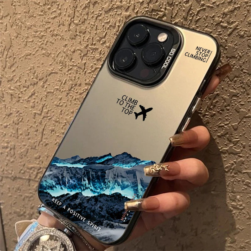 Mountain Peak Aircraft Phone Case for IPhone 18 17 16 14 15 11 12 13 Pro Max 15 16 Plus Air 18promax Shockproof Sunset IMD Cover