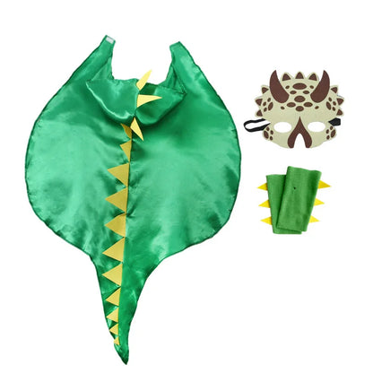Halloween 6 Color Options Dinosaur Dragon Hooded Cape With Matching Mask Wristband For Cosplay Party Role Play Fancy Dress Cloak