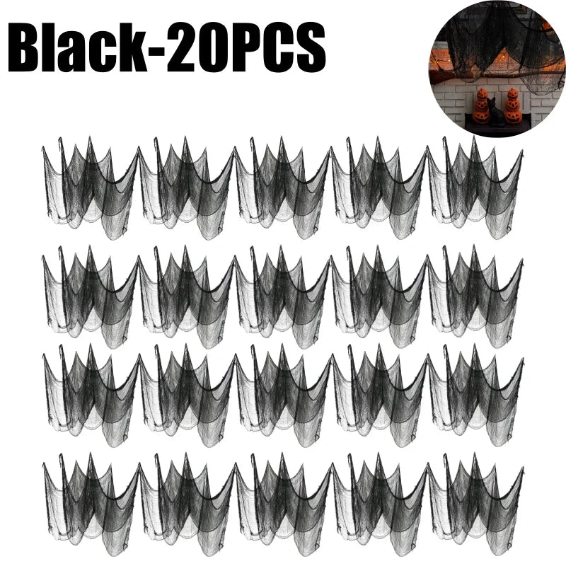 Spooky Halloween Fabric Decor -  Terror Gauze for Outdoor Scenes, Haunted Porch & Window Dressings