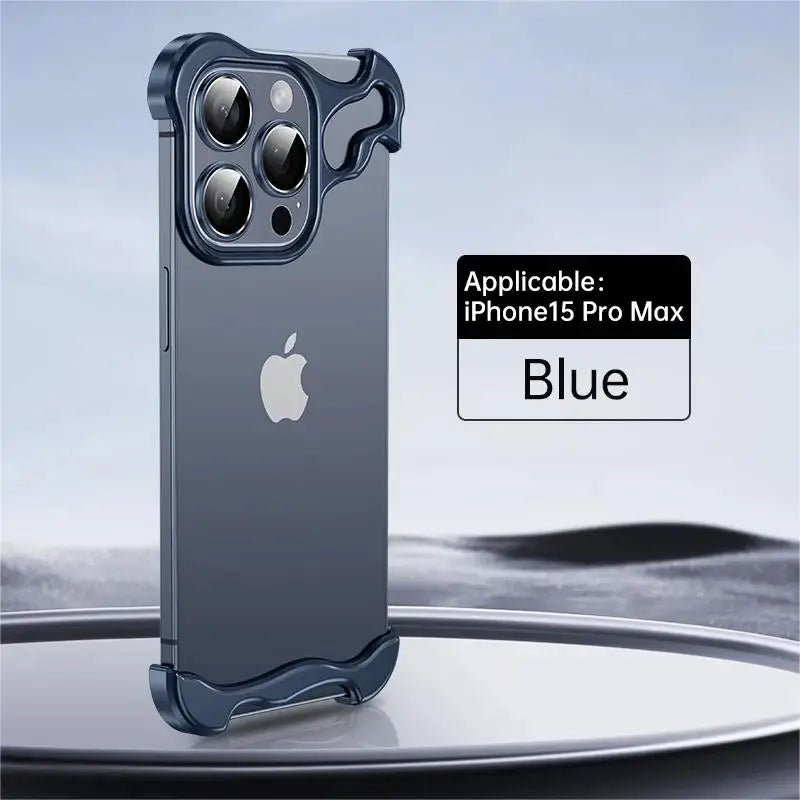 Luxury Alien Titanium Alloy Bumper Phone Case For iPhone 15 13 12 14 Pro Max 15Plus Metal Lens Film Protection Corner Pads Cover