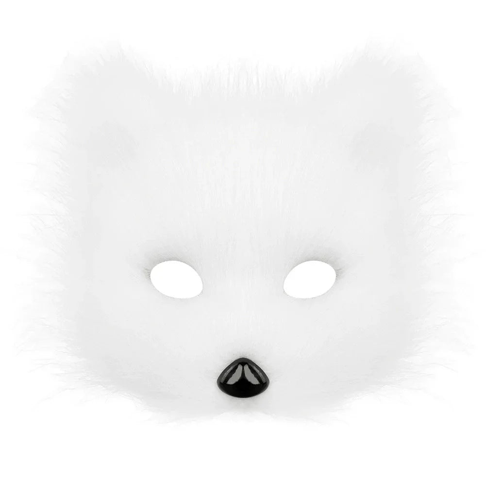 Cat Cosplay Costume Foxes Mask+Tail +Gloves Set  Halloween Costume Accessorie Wolf Therian Theme Party Dress Up Prop Accessories