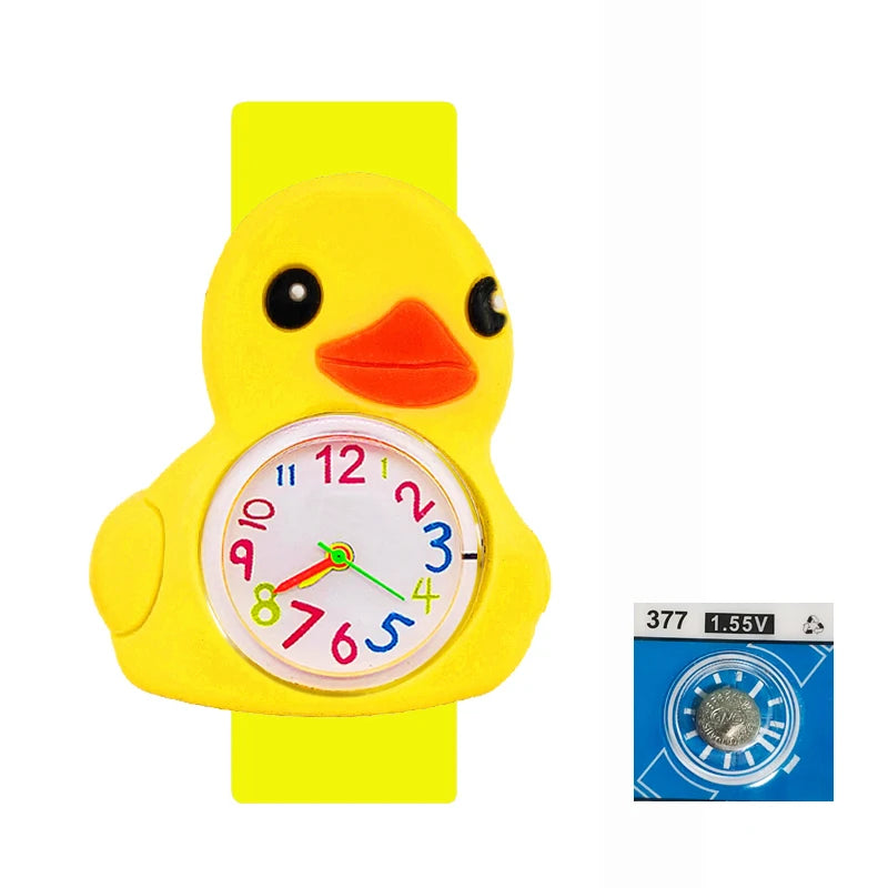 Cartoon Children Watches Baby Study Look The Time Toy Bracelet Kids Slap Watch for Boys Girls Birthday and Christmas Gift Clock