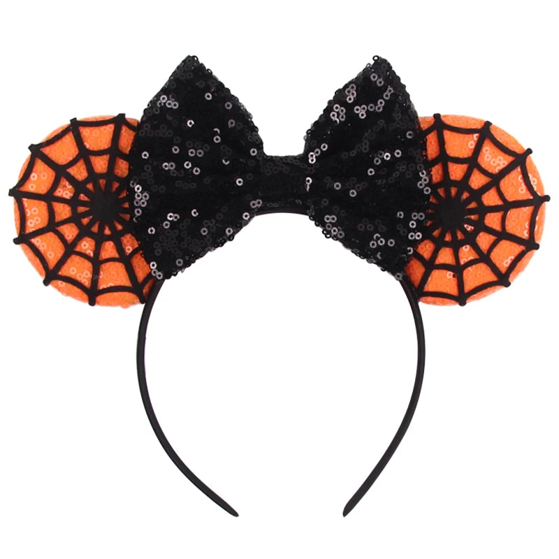 2023 Mouse Ears Headband For Kids Adult Halloween Spider Sequins Bow Hairband Festival Party Cospaly DIY Hair Accessories