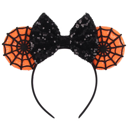 2023 Mouse Ears Headband For Kids Adult Halloween Spider Sequins Bow Hairband Festival Party Cospaly DIY Hair Accessories