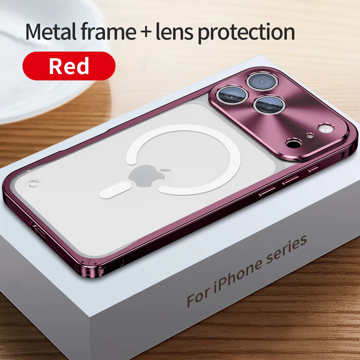 Buckle Metal Frame Phone Case For Iphone 17 18 Pro Max Magnetic Aluminum Frosted PC Matte Back Panel Phone Cover For Magsafe