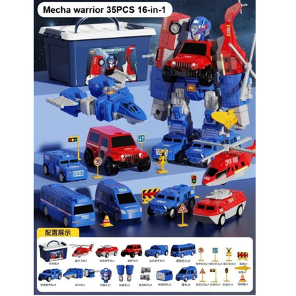 Children's Magnetic Deformation Engineering Car Robot Building Block Toy Set Multi Style Puzzle Assembly Machinery Mech Toy Gift