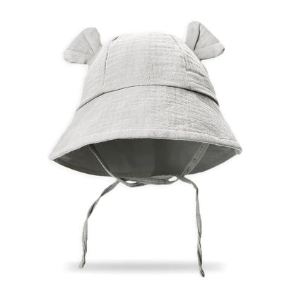 INS Summer Baby Solid Color Gauze Basin Hat New Rabbit Ear Fisherman Hat for Kids Sun Hat