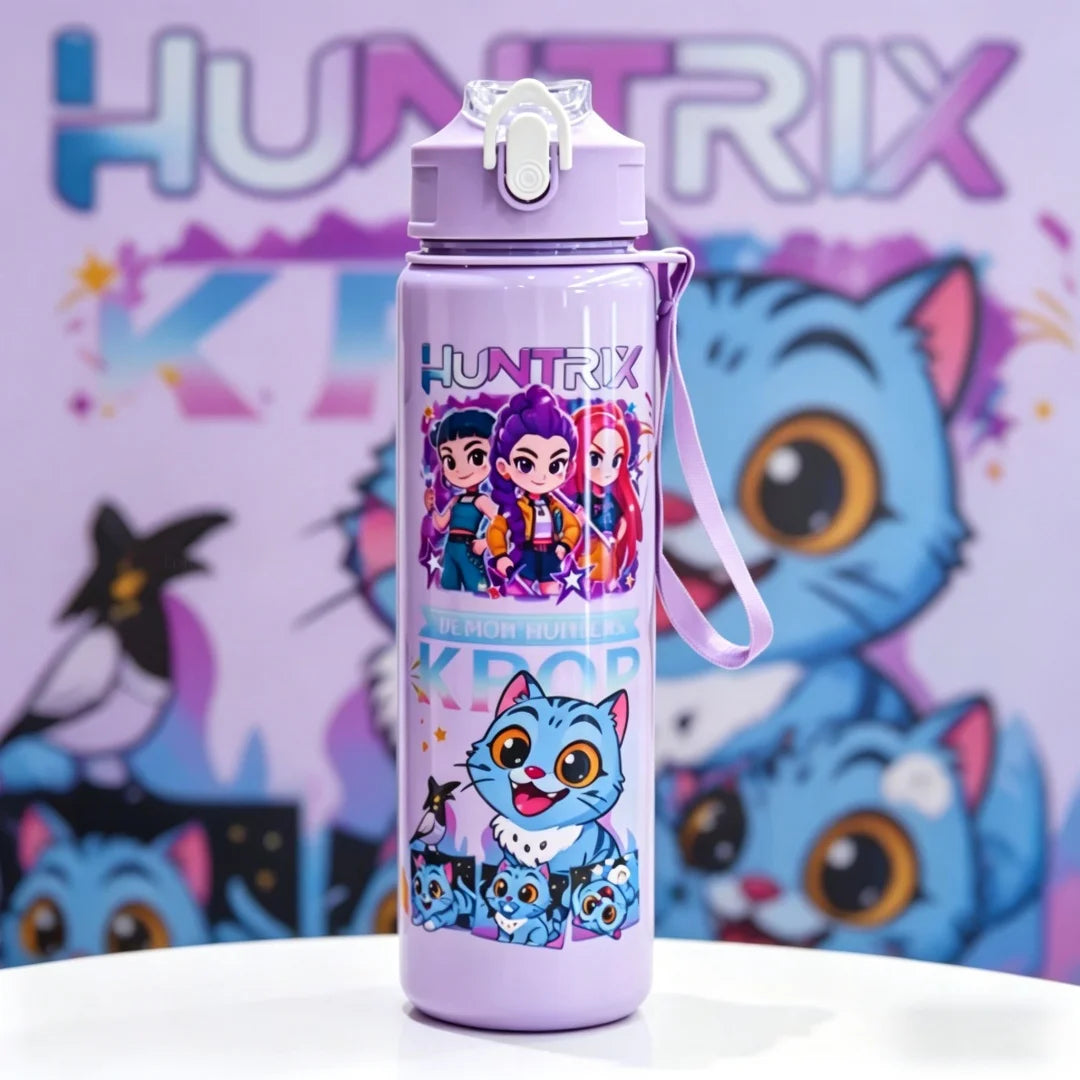 3D Printed Girl Cartoon Water Bottle, Stylish and Durable, Portable with Lanyard, Large Capacity, Leakproof, for All Ages.
