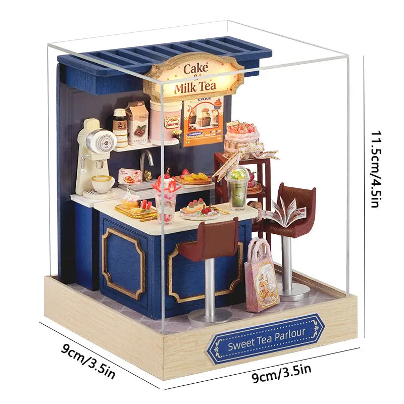 Wooden Miniature Doll House DIY Small House Kit Making Room Toys 3D Puzzle Assembly Building Model Toys for Birthday Gifts