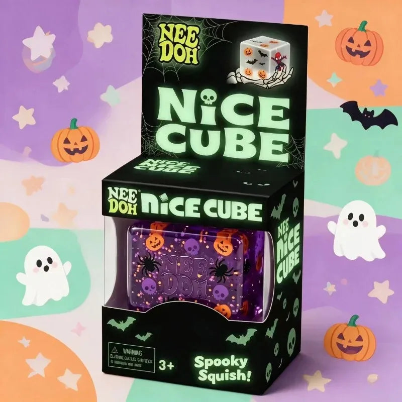Halloween ghost Nee Doh Nice cube slow rebound soft toy maltose cube fidgety decompression extrusion toy party holiday gift.