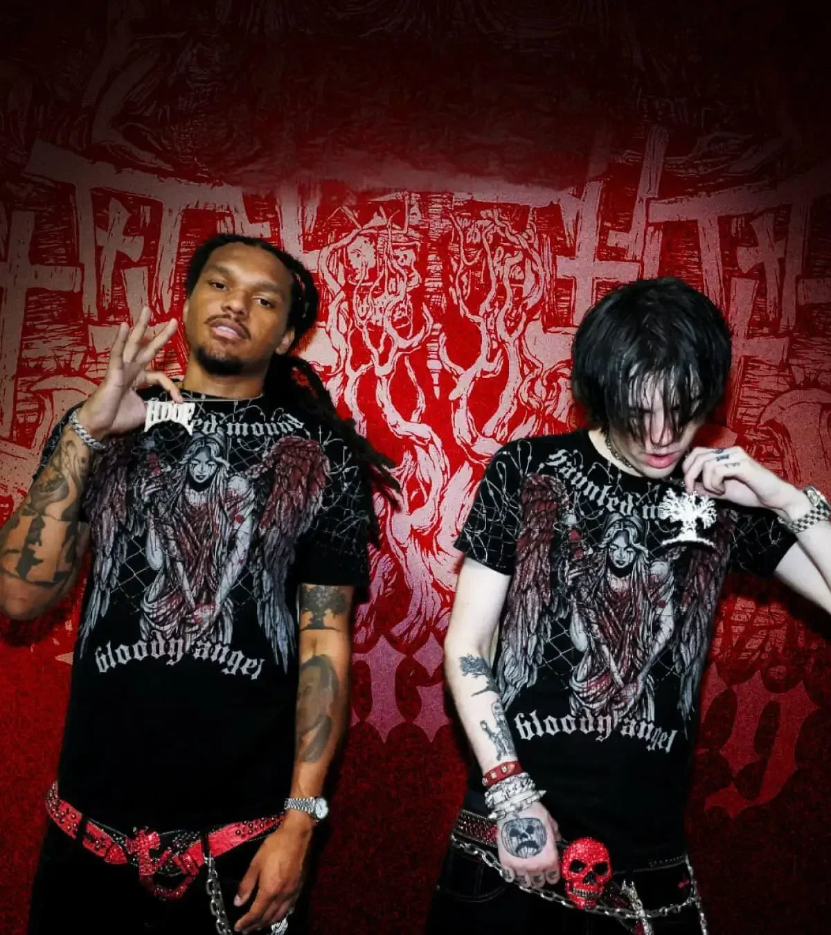 American Goth Haunted Mound Graphic T-shirt Printed Men Women Y2K Grunge Summer Short-sleeved Oversized T-shirt Streetwear Top