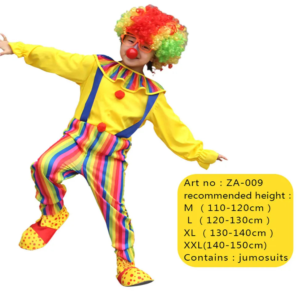 Children's Joker Costumes - Carnival Joker Jumpsuit Halloween Party, Circus Performance Costumes,
