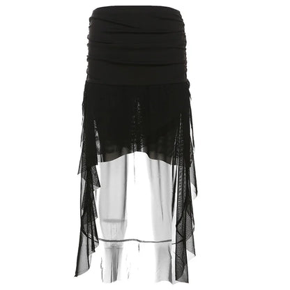 2025 New Gothic Mini Skirt Halloween Goth Aesthetic 90s Y2K Party Club Harajuku Streetwear Women's Skirt Black High Waist Skirts