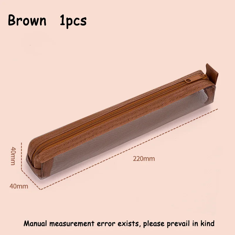 Grid Pencil Case Organizer Portable Exam Pencil Case Multi-Function Zippered Stationery Pouch School Supplies