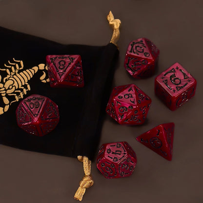 DND Dice Set -7pc Halloween Polyhedral Dice with Dice Bag for D&D RPG MTG Role Playing Table Party Games & DM & Dice Goblin