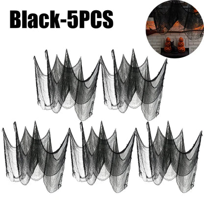 Spooky Halloween Fabric Decor -  Terror Gauze for Outdoor Scenes, Haunted Porch & Window Dressings