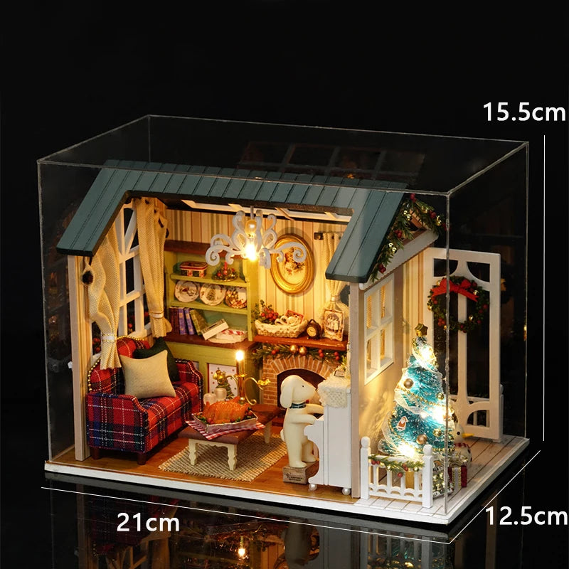 DIY Miniature Dollhouse Kit Assemble Puzzle 3D Wooden House Room Craft With Furniture LED Lights For Friends Birthday Gift Toys