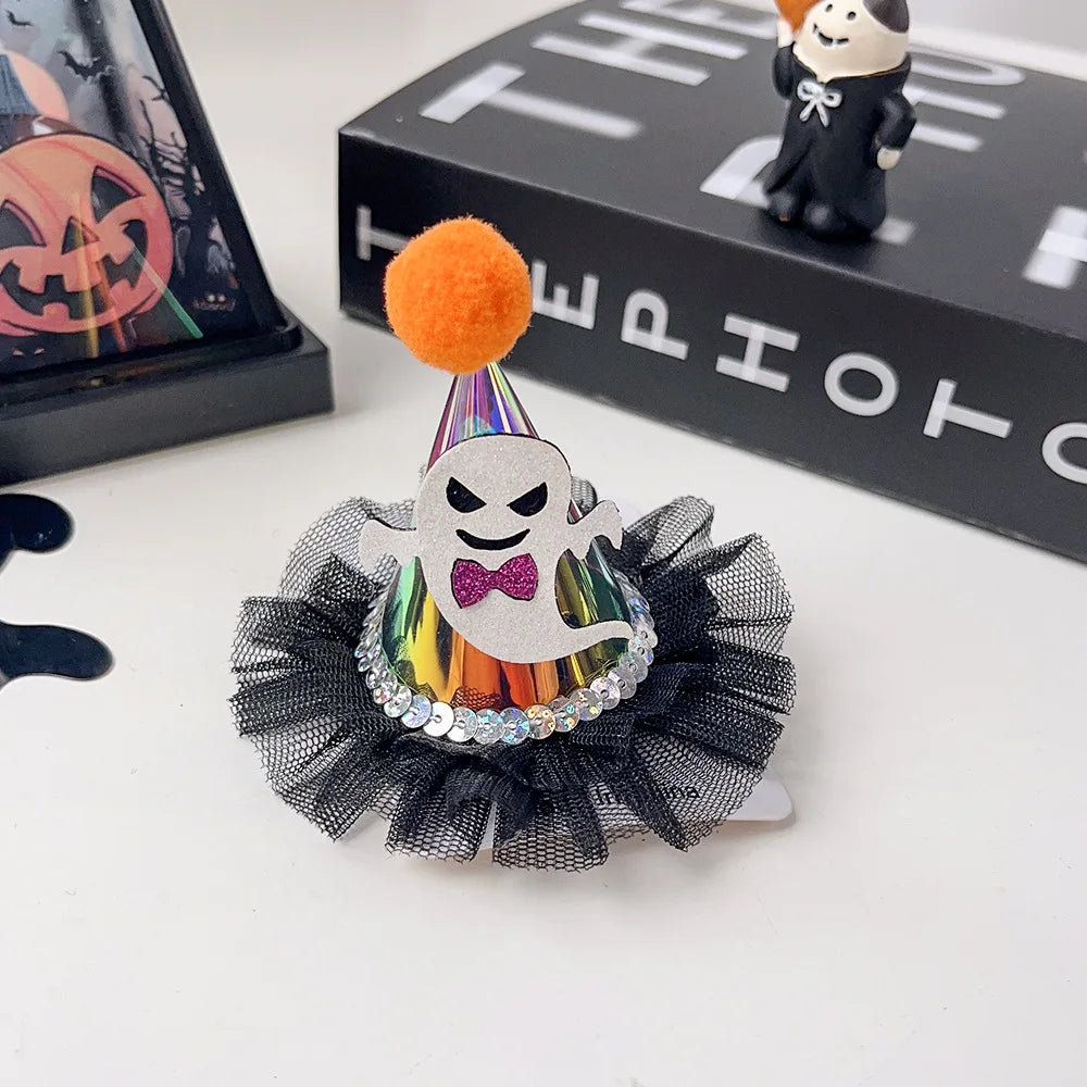 European Style Halloween Hair Clips Creative Pumpkin Ghost Bat Barrettes Themed Party Accessories Unisex