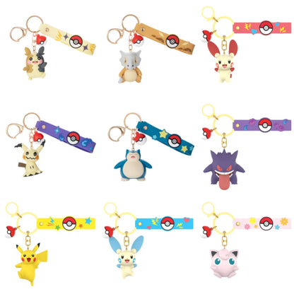 Anime Pokemon Figures Snorlax Mimikyu Cubone Keychain CarKey School Bag Backpack Decoration Desktop Decoration Toy Birthday Gift