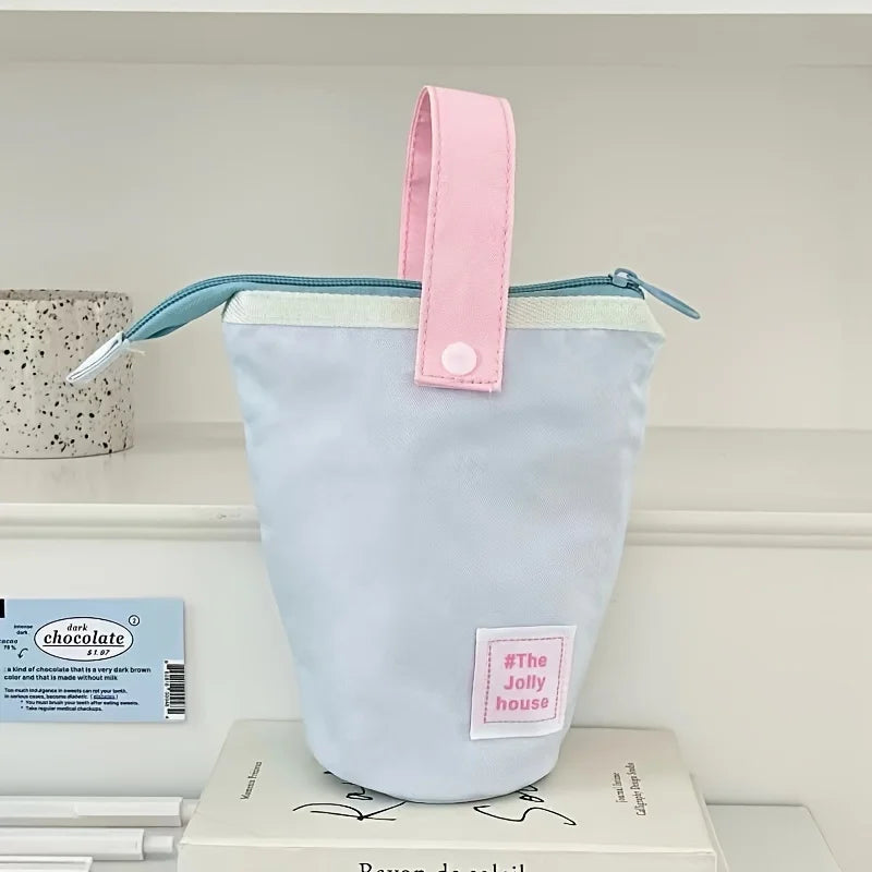Jolly House Large Capacity Pencil Case, Zipper Fabric Desk Organizer Pen Holder for School Office Travel