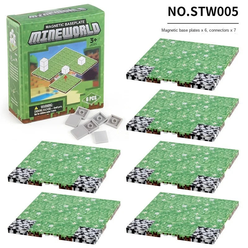 Magnetic Base Plate Variety Baseplates Match Mine World Magnetic Building Blocks Toys for Boys and Girls 3+ DIY Children Toy