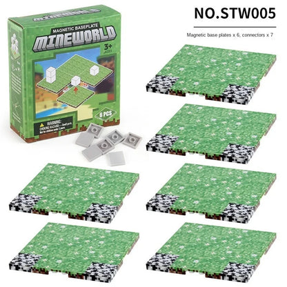 Magnetic Base Plate Variety Baseplates Match Mine World Magnetic Building Blocks Toys for Boys and Girls 3+ DIY Children Toy