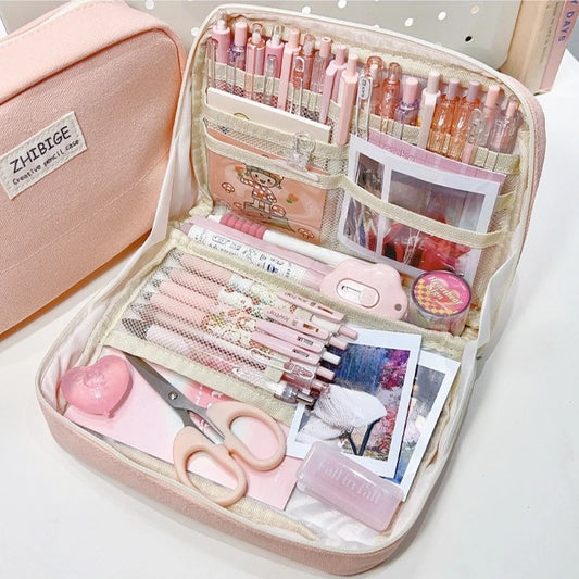 90°opening Multi-layer Pencil Case Student Stationery Storage Artifact Large Capacity Classified and Organized Stationery Bag
