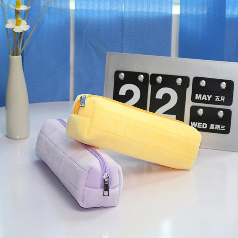 Kawaii Pencil Case Creative Pillow Bag Large Capacity Short fluff Bag for Girls School Supplies Stationery Box Cosmetic Bag