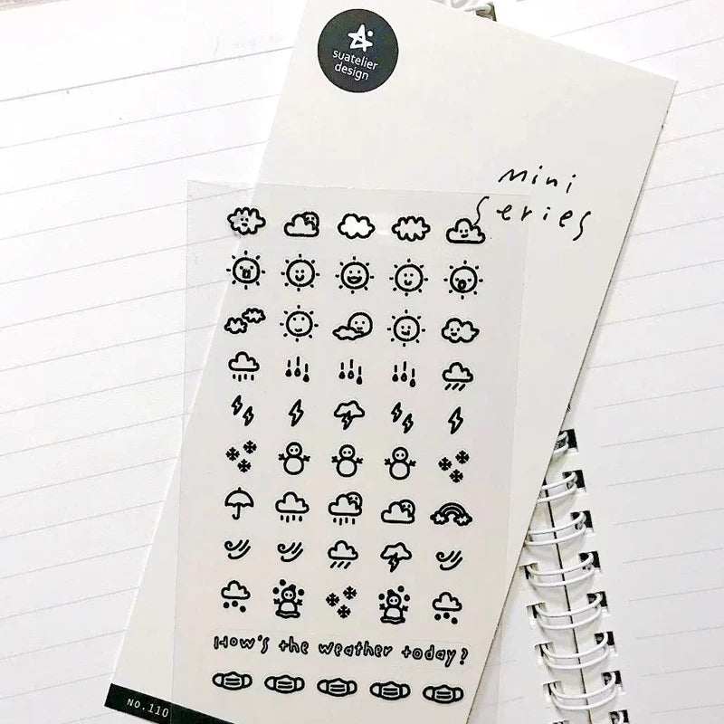Suatelier Mini Stickers Korean Cartoon Dinosaur Animal Scrapbooking DIY Nail Sticker Junk Journal Diary Decor Craft Supplies
