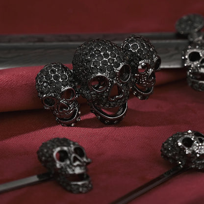 Dark Gothic Skull Crown Fashion Skull Hair Clip Earrings Set Halloween Birthday Party Tiara Holiday Gifts for Friends
